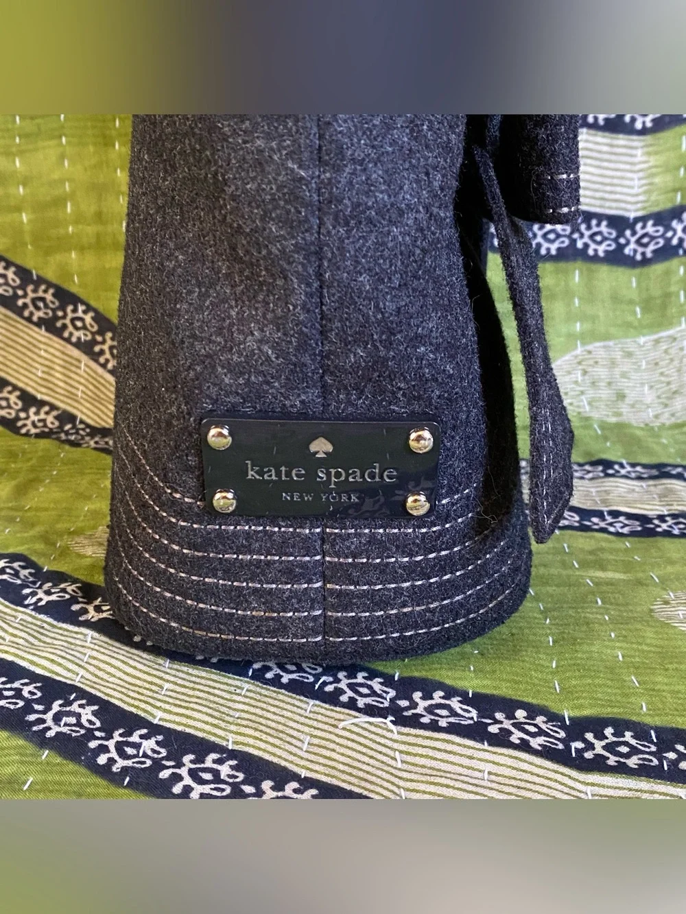 RARE Kate Spade Charcoal Grey Wool Pilgrim Hill Tate Tote Bag Quiet Luxury